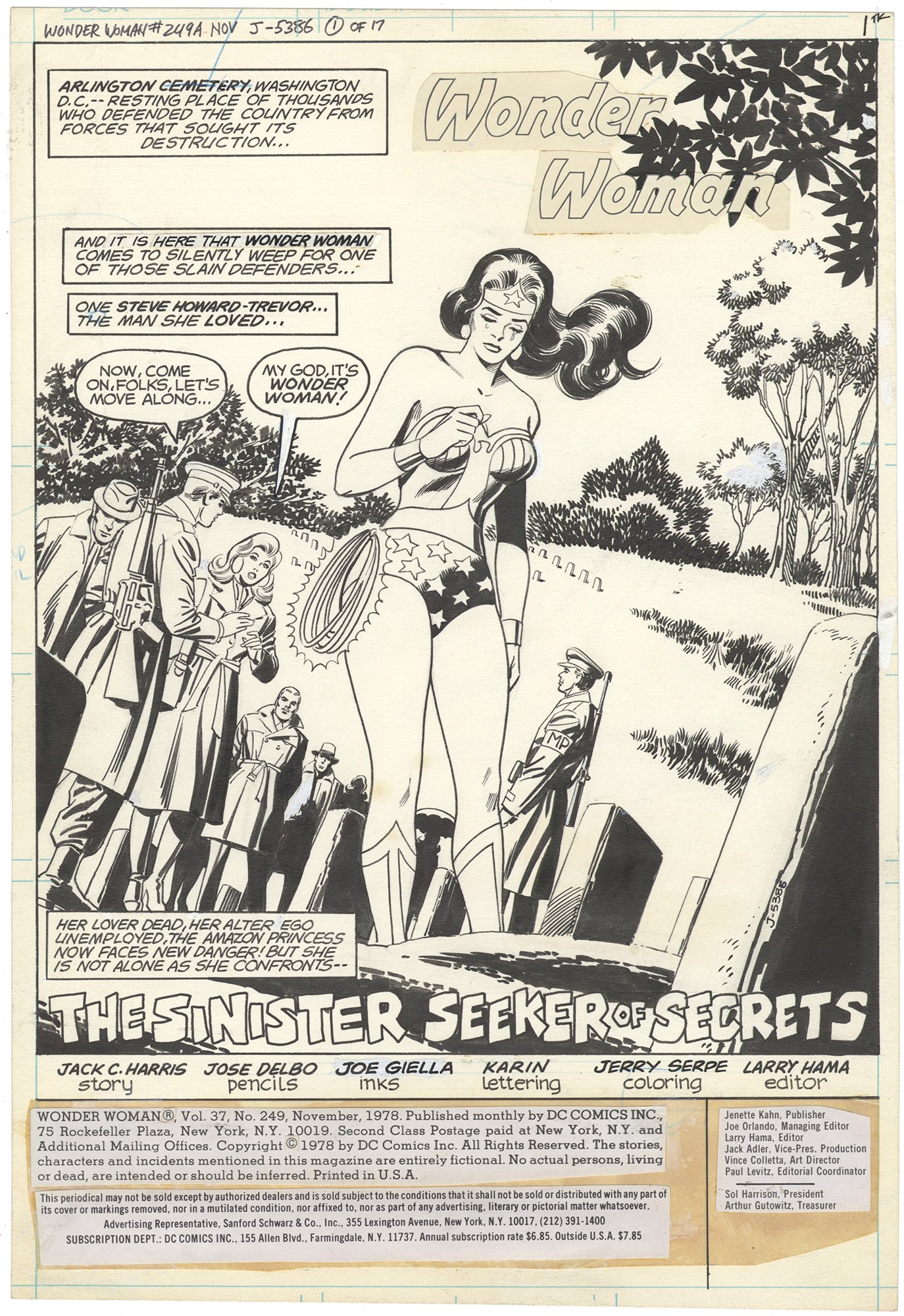 Original Comic Art By Wonder Woman 249 P1 Splash | Nostalgic Investments