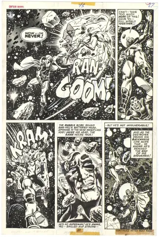 Captain Marvel #43 p27 (Drax Battle)