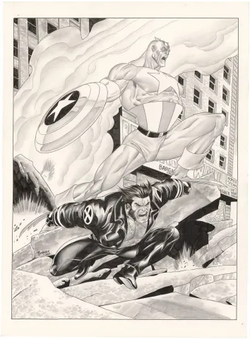 Dynamic Forces Lithograph Art (Captain America & Wolverine)(Huge)