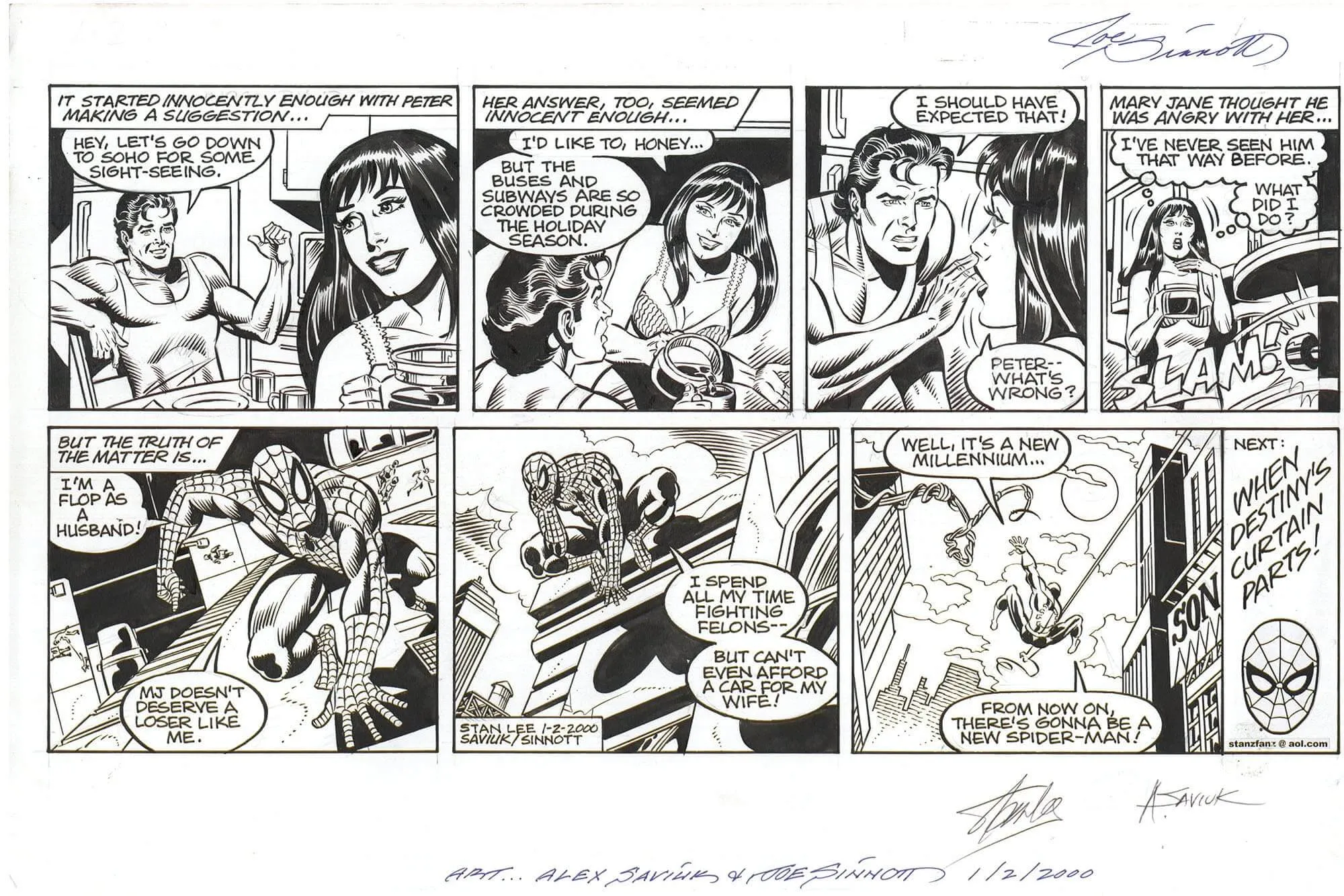 Amazing Spider-Man Strip 1/2/2000 (Stan Lee Signed)