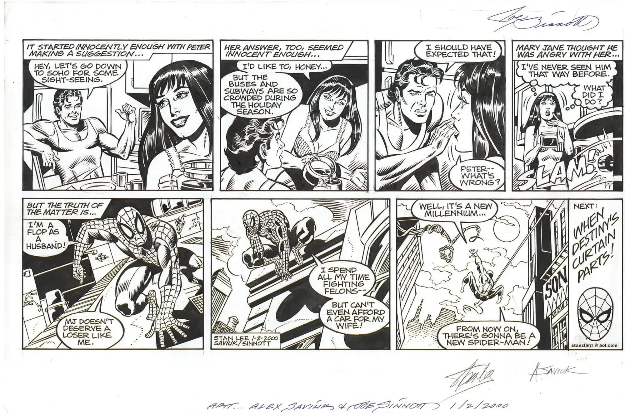 Amazing Spider-Man Strip 1/2/2000 (Stan Lee Signed)