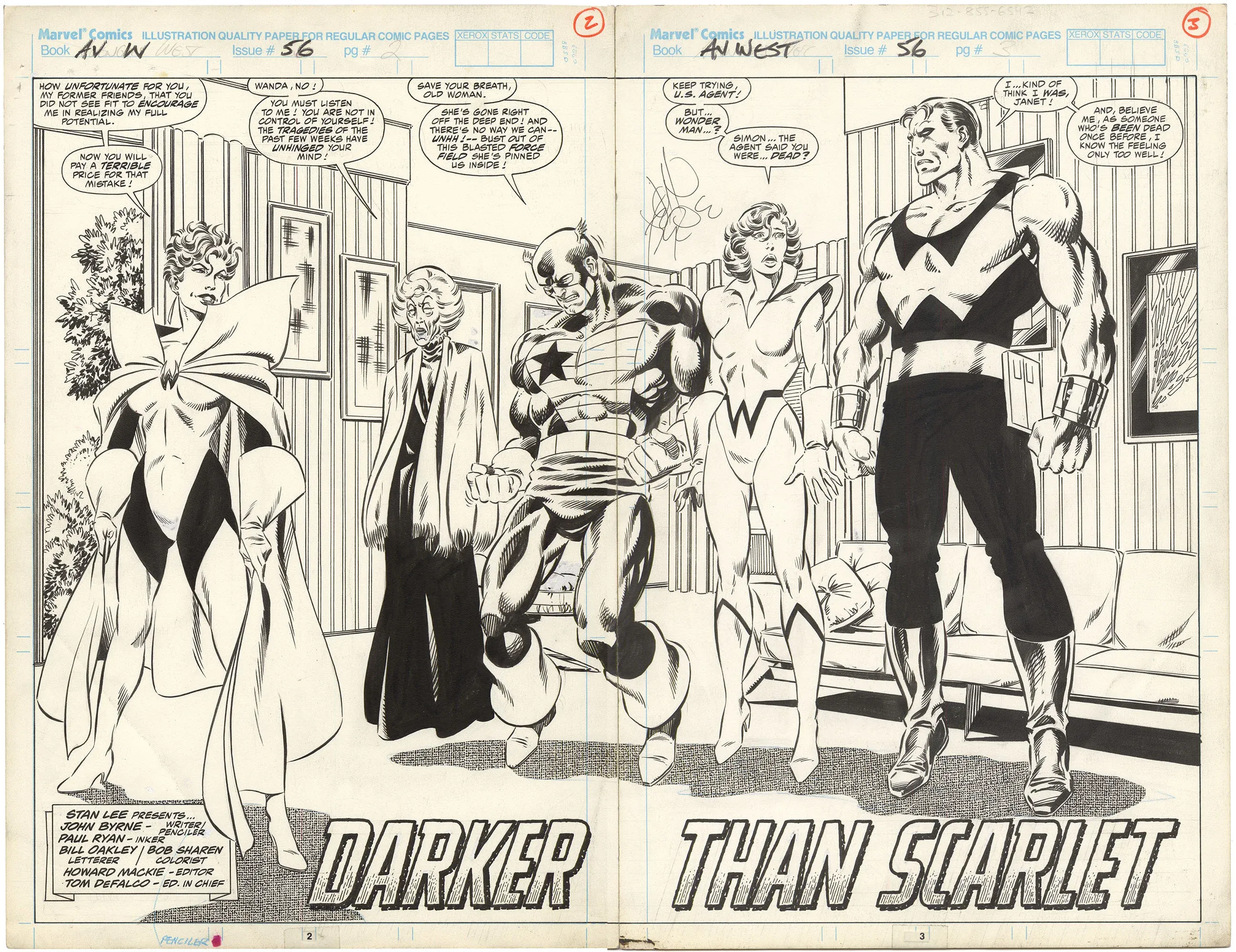 Avengers West Coast #56 p2-3 (Signed Spread)