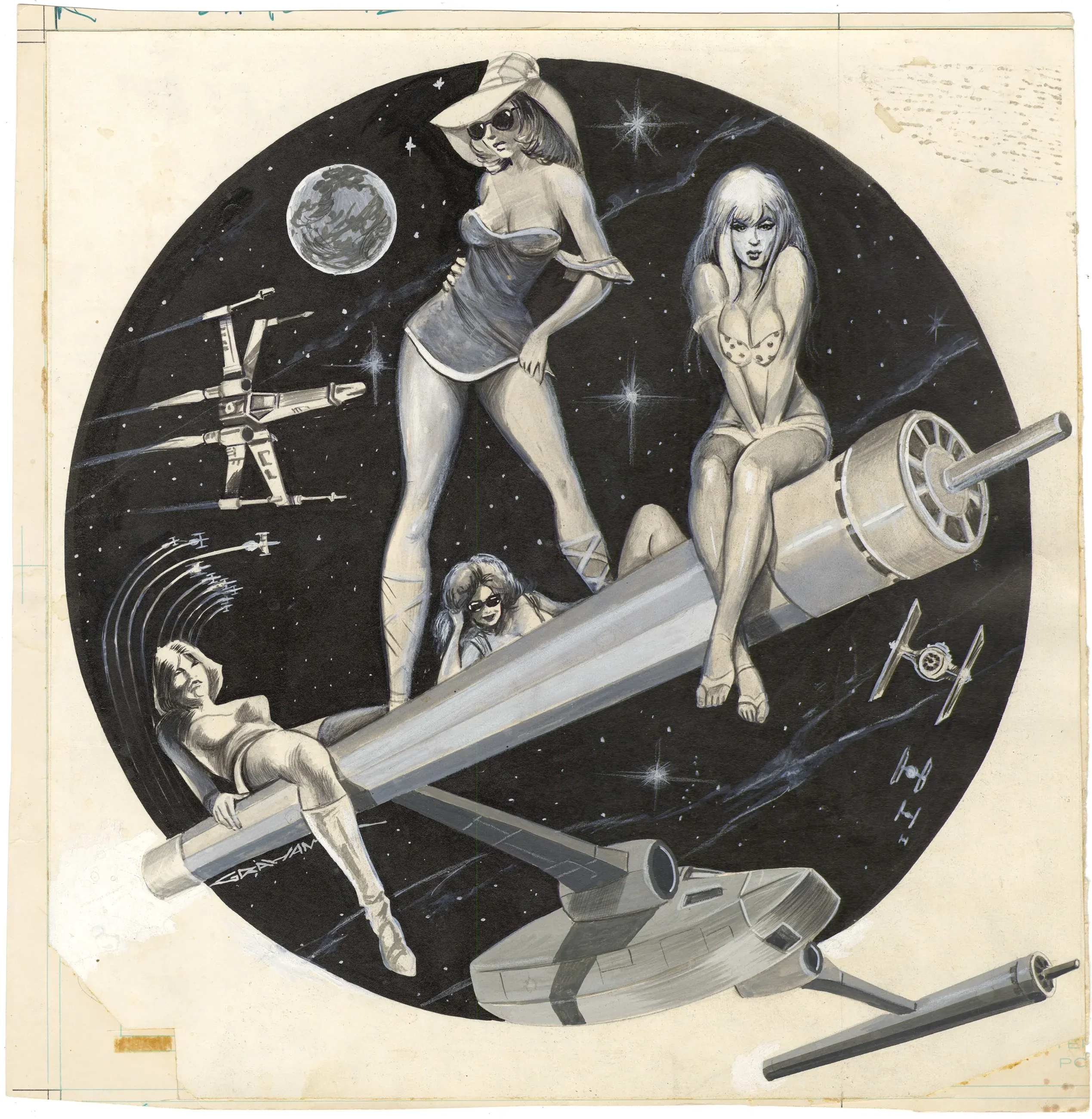 Graham Spaceship and Lingerie Models Montage (1970s)