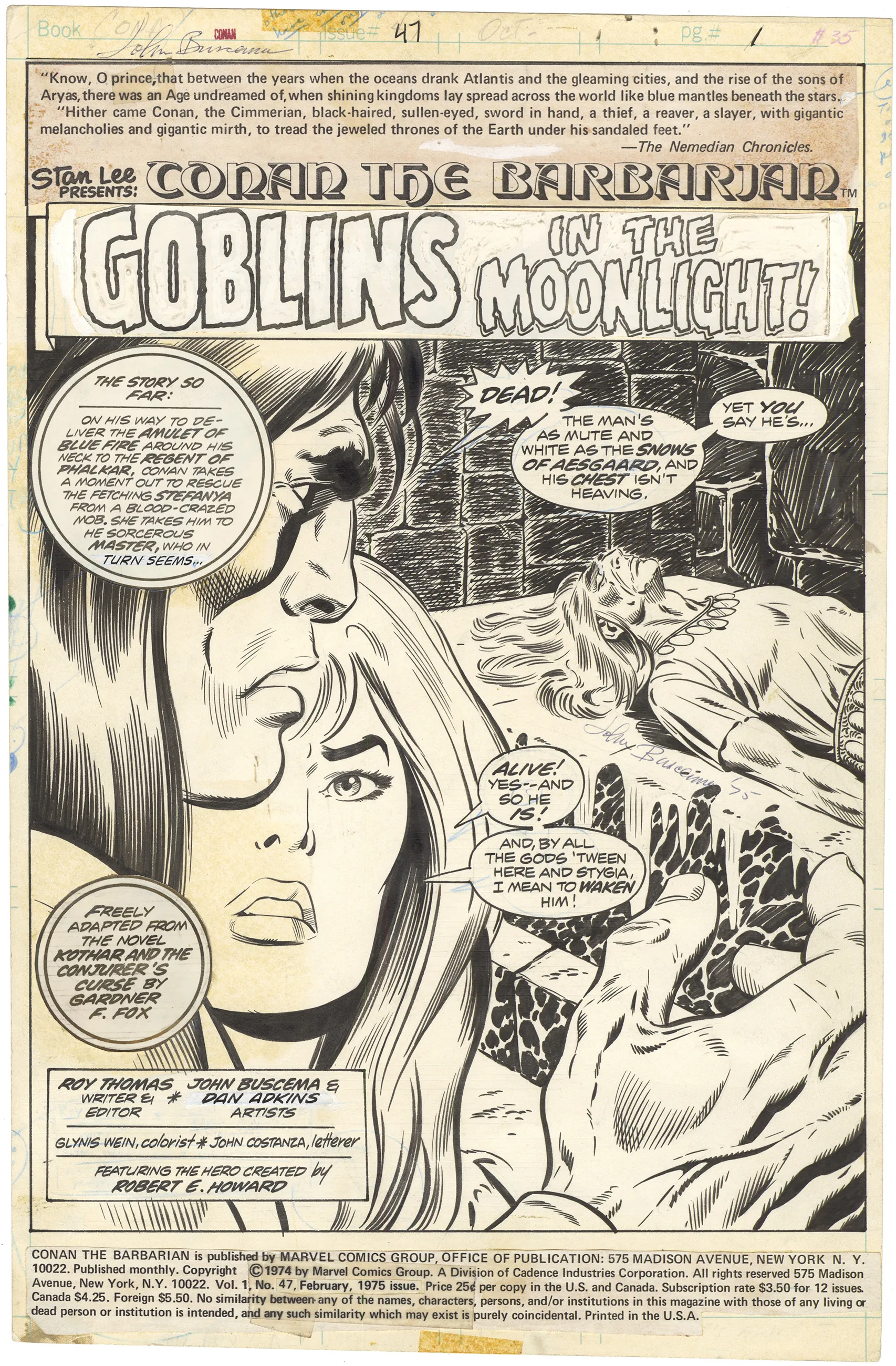 Conan the Barbarian #47 p1 (Signed Splash)