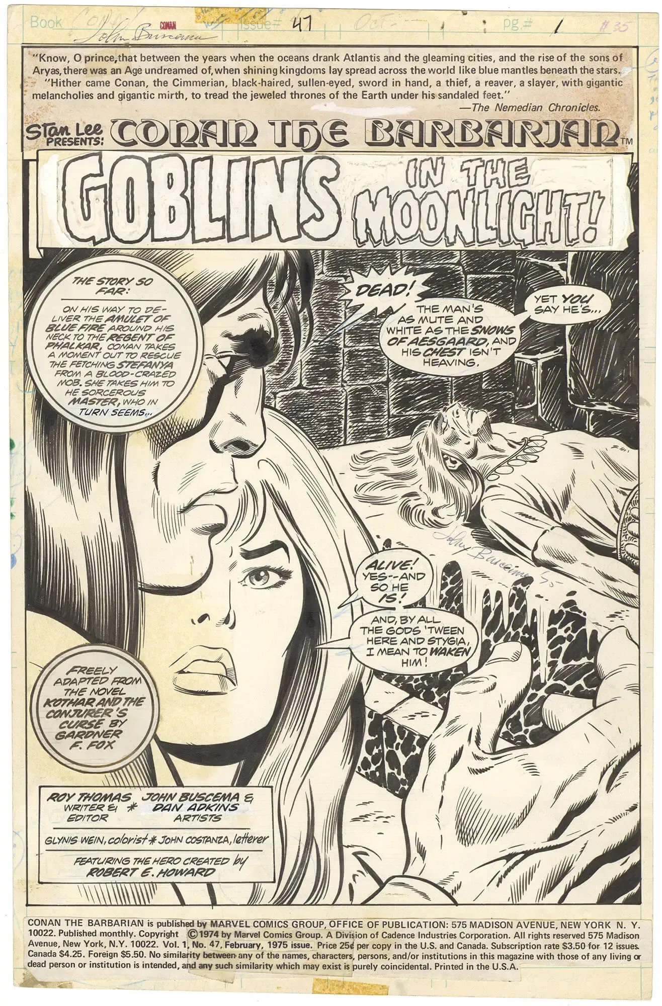 Conan The Barbarian #47 p1 (Splash)(Signed)