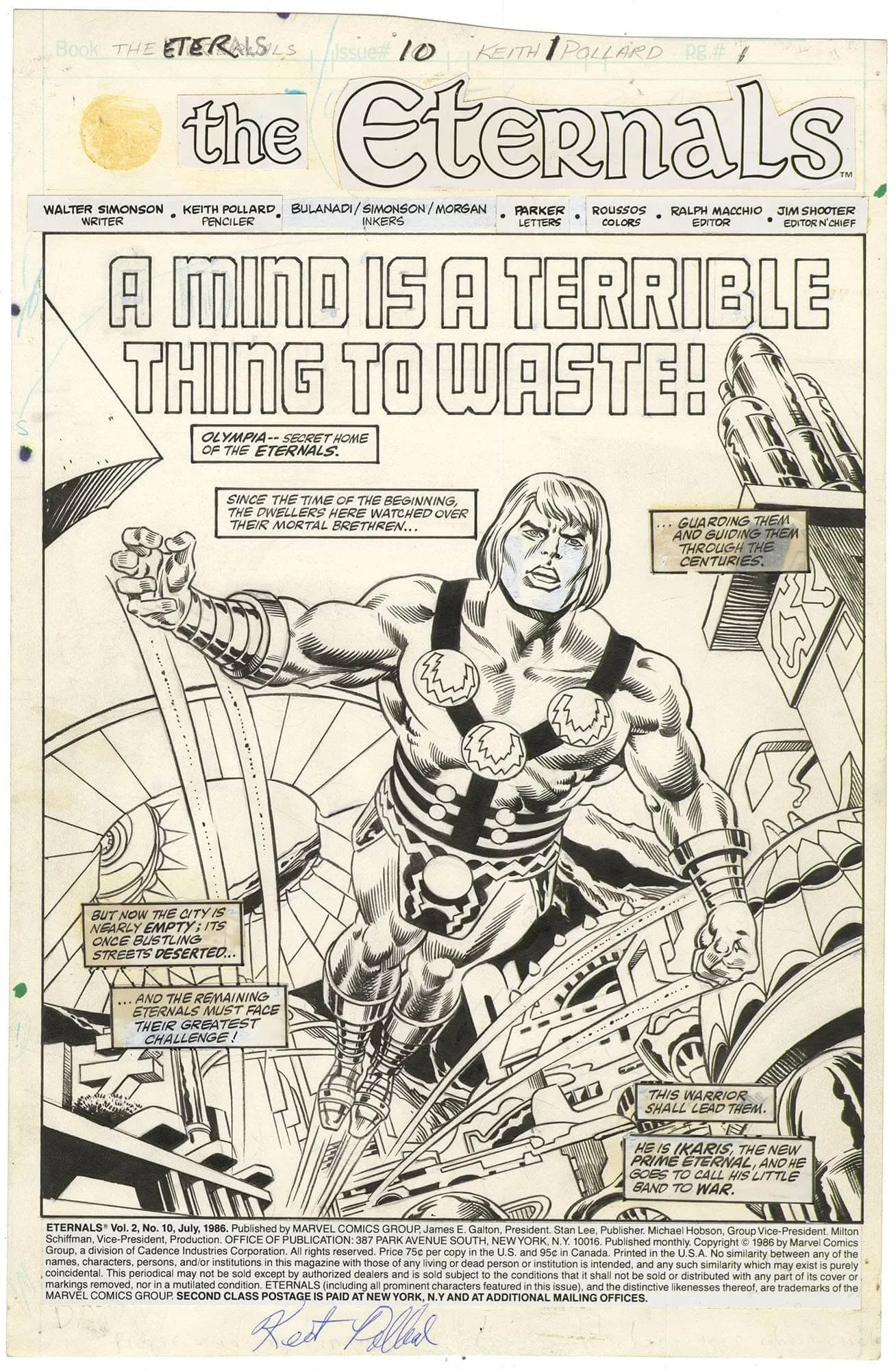 Eternals #10 p1 (Splash)(Signed)