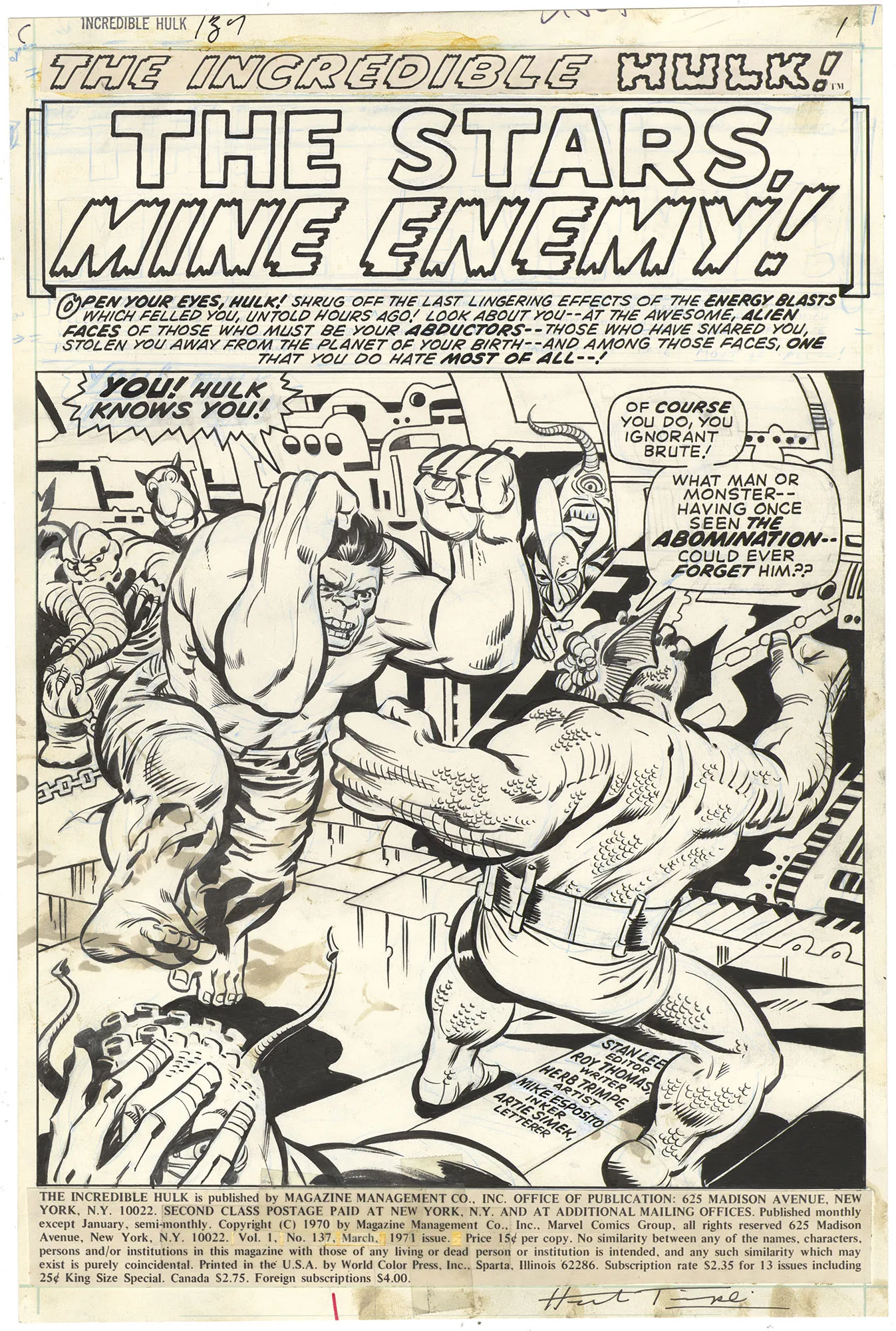 Incredible Hulk #137 p1 (Signed)