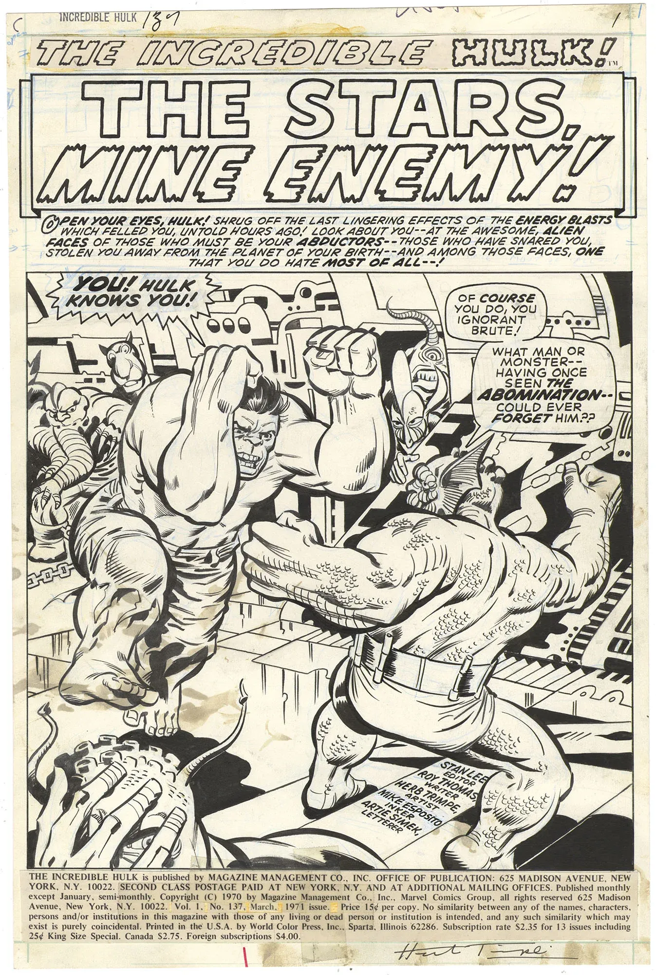 Incredible Hulk #137 p1 (Signed)