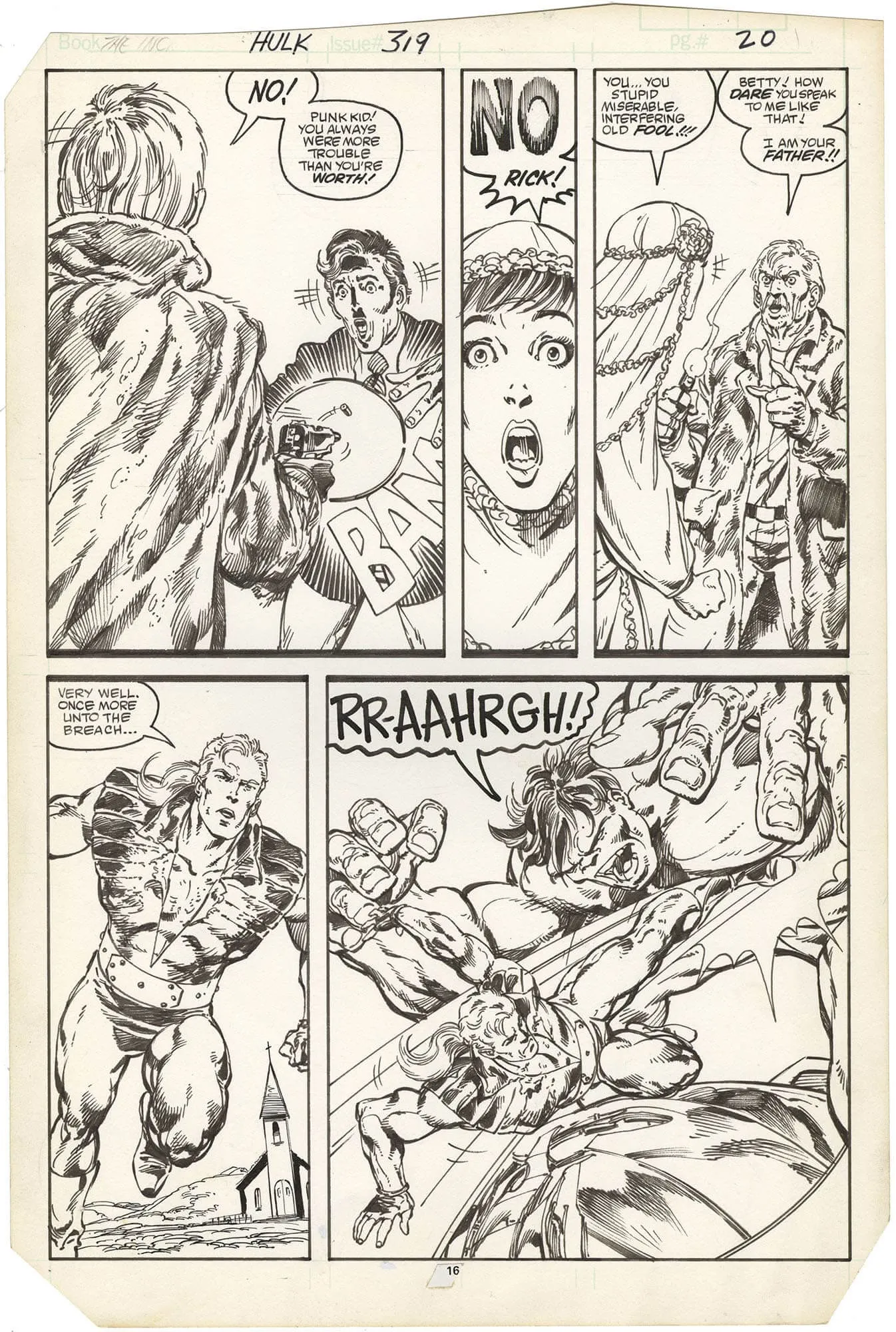 Incredible Hulk #319 p16 (Banner gets shot)