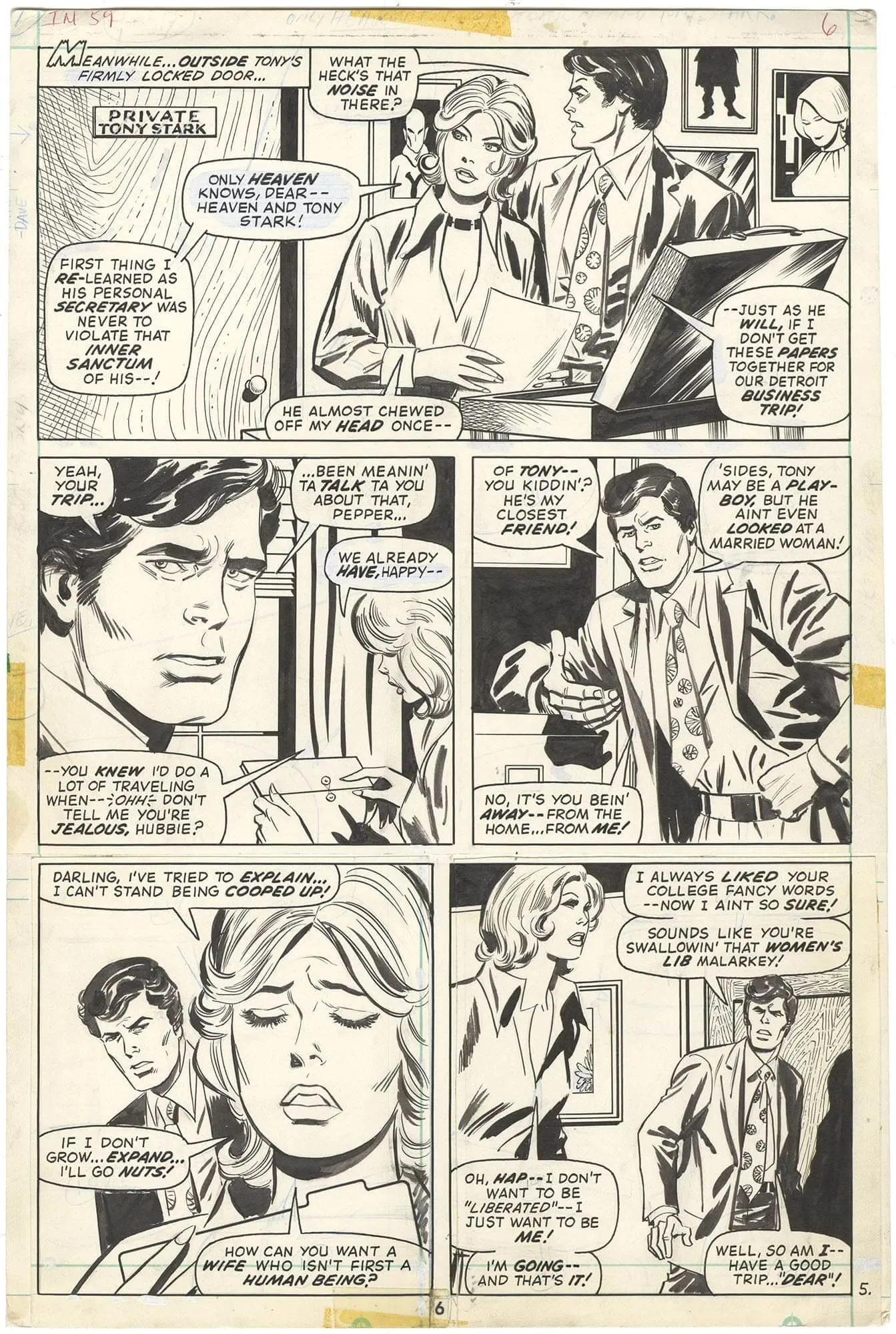 Iron Man #59 p6 (Pepper & Happy)