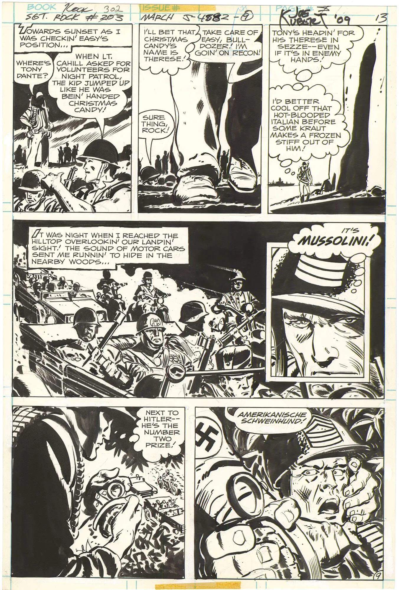 Sgt. Rock #302 p9 (Mussolini!)(Signed)