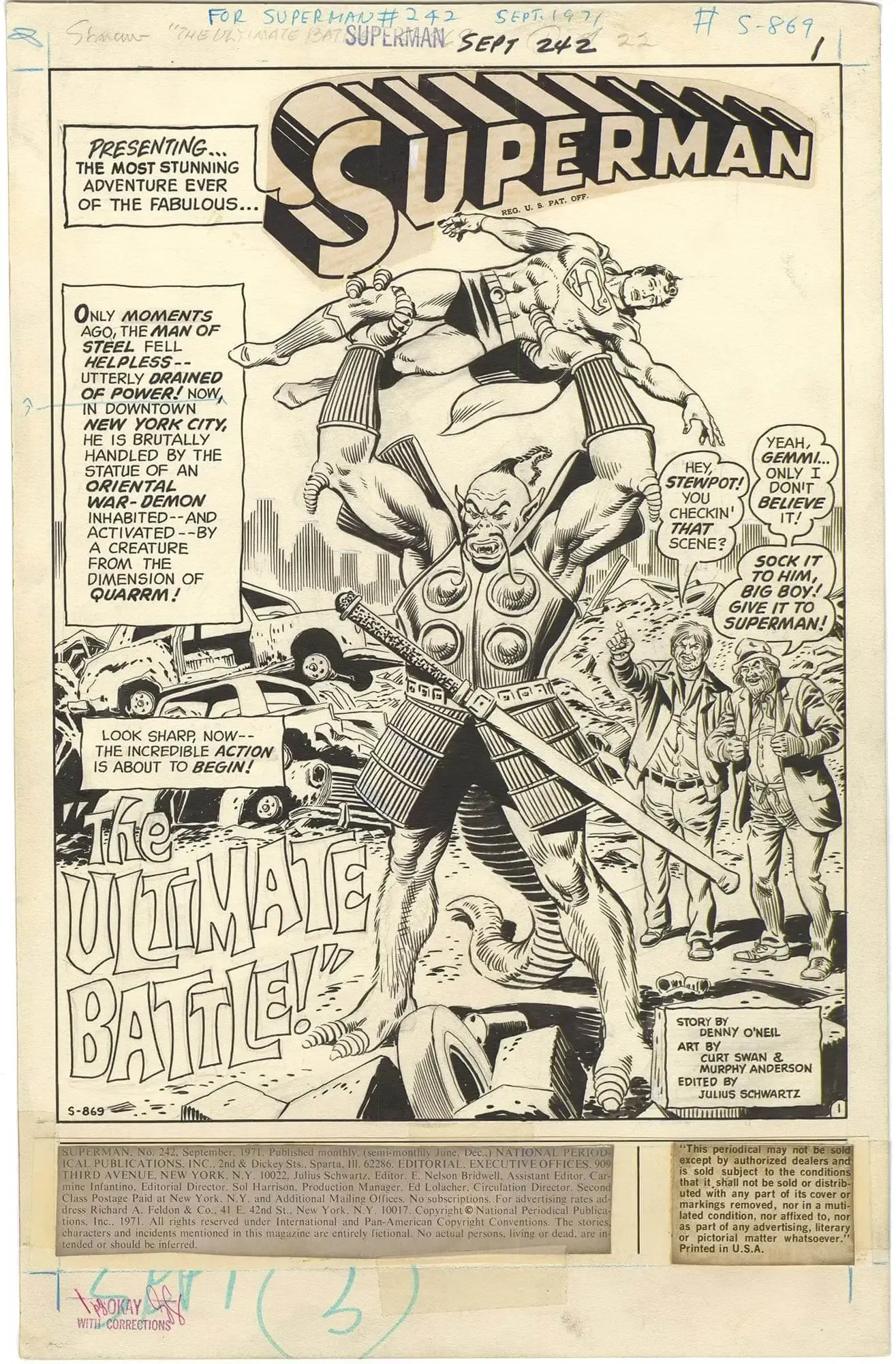 Superman #242 p1 (Sold for $10,200)