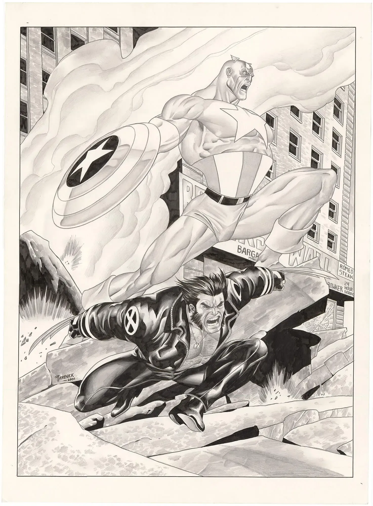 Dynamic Forces Lithograph Art (Captain America & Wolverine)(Huge)
